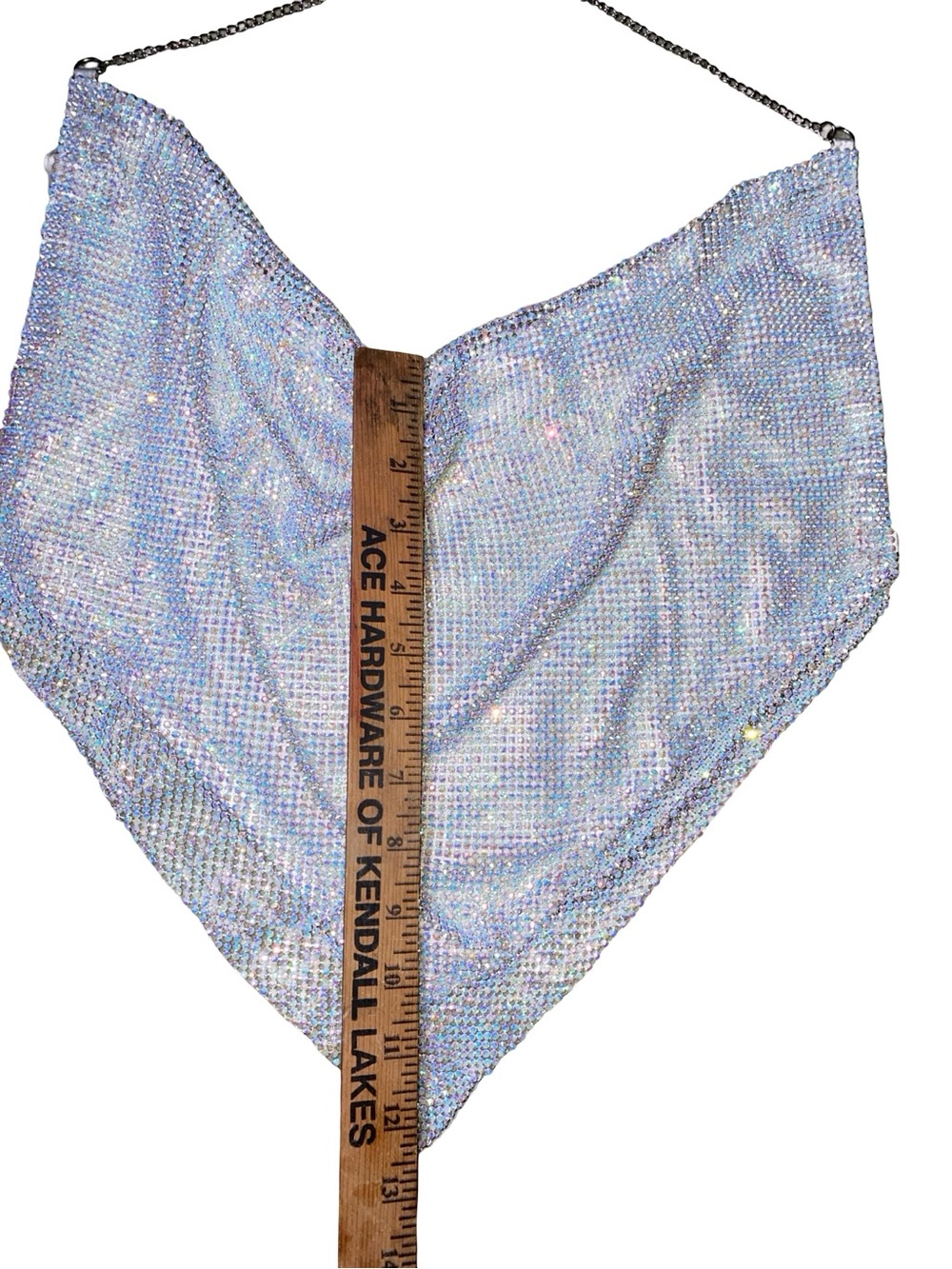 House of Harlow 1960 Rhinestone Halter Top Metallic Chainmail Cowl Neck Cami - Picture 6 of 7